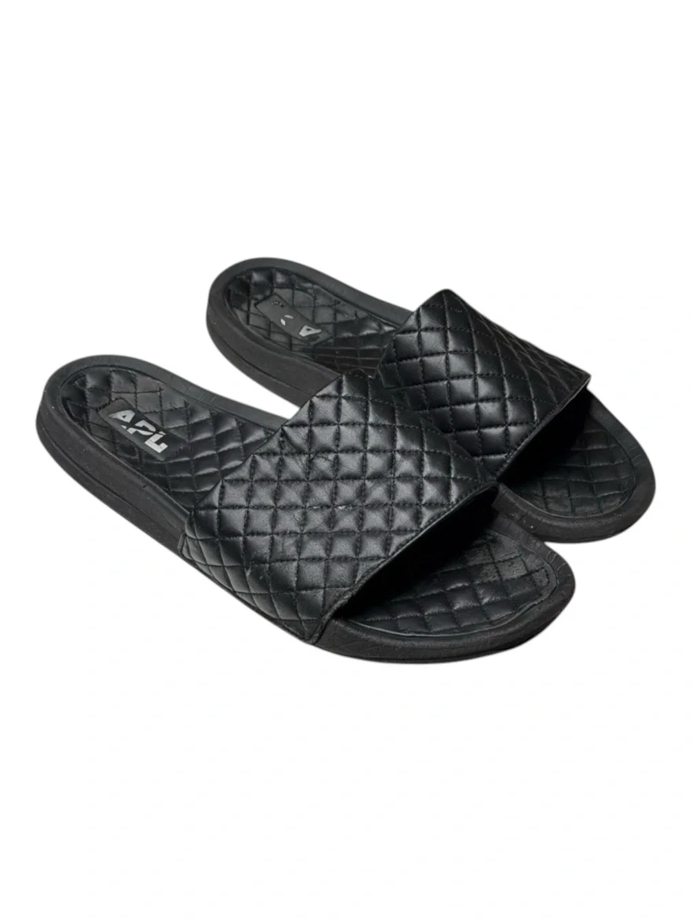 APL 𖤐 Lusso Quilted Nappa Leather Beach Athletic Pool Slide Sandal 𖤐 Black 𖤐 14